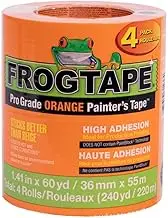 FrogTape Pro Grade Orange Painter's Tape [High Adhesion]: 1.41 in. x 60 yds. (Orange) / 4-pack