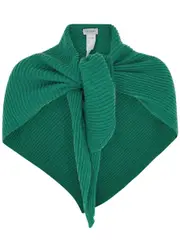 Inverni Ribbed Cashmere Shawl - Green - One Size ONE SIZE