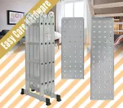 4.7M Multi Purpose Aluminium Folding Step Ladder Fully platform 150kg Straight .