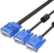 ITOSAYDE 5.9ft VGA SVGA HD Cable Male-to-Male Video Cable One-to-Two Split Screen Supports 1080P Full HD, Suitable for Projectors, HDTVs, Monitors, LED Display etc.