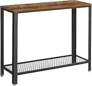 VASAGLE Console Table, Entryway Table, Stable Sofa Table, for Living Room, Bedroom, Easy Assembly, Rustic Brown and Black LNT80X