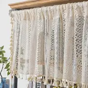 Curtain Tiers, Lace Valance Window Topper Curtain with Tassels, Short Window