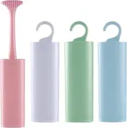 2-in-1 Double-Side Tongue Scraper, Tongue Brush and Cleaner - 4 Pack