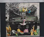 Original Collage Art War & Peace Theme Handmade By Me 8x11