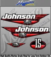 JOHNSON 15hp - RED DECAL SET - OUTBOARD DECALS
