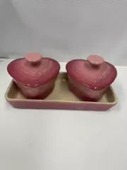 No Box Le Creuset Heart Petite Cocotte Ramequin d'Amour Set Rose Quartz Unused