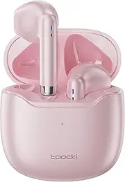 toocki Bluetooth 5.3 Wireless Earbuds Ultra-Low Latency 25H Playtime True TWS Semi-in-Ear Earphones Comfort Fit Touch Control for iPhone/Android, Pink