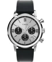 Timex Marlin Chronograph Tachymeter 40mm Leather Strap Watch TW2W10300
