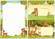 Writing Paper Set Letter Pad with Envelope for Girls Boys Kids Bear Animals Letter Paper Pad Lined (A5 Pad with 25 Sheets + 15 Envelopes)