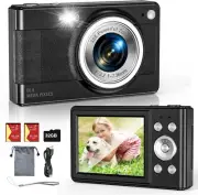 Upgrade Digital Camera 56MP FHD 1080P Camera for Kids with 16x Zoom Black