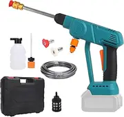 Battery Pressure Washer, Portable Mobile Pressure Washer with Multi Spray Nozzle, 30 Bar Replace Battery Pressure Washer Gun, 5 m Hose for Car, Garden, Patio, Lawn (Without Battery)