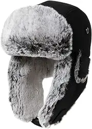 [Comhats] Winter Wool Blend Trapper Hat for Men Ladies Warm Hats with Thick Soft Faux Fur Earflap Fleece Lining Hats for UK Cold Weather | Super Warm