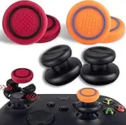 NO Falling Off Thumbstick Extender x 2 & Thumb Grip x 4 for xbox series & xbox one Controller (Red Orange Pack)