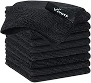 VIVOTE Microfibre Cloths, Black Dishcloths, Cleaning Cloths, Kitchen Cleaning Cloths, Washable Microfibre Cleaning Cloth, Thick Household Cleaning Cloths, Multi-Purpose Dusting, 20 cm x 20 cm, Pack of
