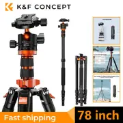 K&F Concept 78in Camera Tripod 3-section Central Axis Travel Tripod 26.4lbs Load