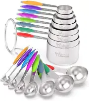 Measuring Cups & Spoons Set of 16, Wildone Premium Stainless Steel Measuring ...