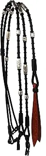 Horse Braided Leather Rawhide Rommel Romel Romal Reins Silver Black Tack 6653