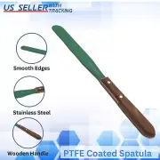 PTFE- Coated 5" Blade Wooden Handle Lab Spatula Stainless Steel- Total Length 9"