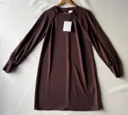 Witchery Dress Womens 8 Long Ballon Sleeve Plum Polyester Elastane New