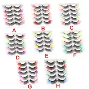 5Pair Colored Eyelashes Faux Fake Eyelashes Colors-Faux Fake Eyelashes