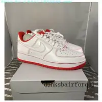 在飛比找蝦皮購物優惠-NIKE AIR FORCE 1 白紅 縫線 皮革 經典 復