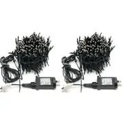 2x Carter 576 LED 3mm 9.5m String Fairy Lights White Outdoor/Indoor Wall Plug