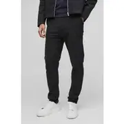 Mens Charcoal Brushed Slim Fit Pintuck Jogger