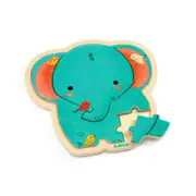 14pc Djeco Elephant Wooden Jigsaw Puzzle 21cm Kids/Children Play Toy 2y+