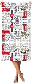 [HTTUP] I Love London Print Pool Towel Travel Towel Cute Beach Towel Oversized Quick Dry Towel for Adults ﻿