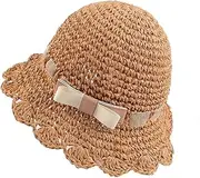 [JANGANNSA] Baby Girl Straw Hat Outdoor Baby Sun Protection Hats Summer Bowknot Beach Cap for Infant Toddler Girls