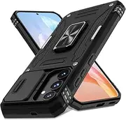 [ELEPIK] Galaxy S23 FE Case with Camera Cover,Samsung S23 FE Cover Pass 16ft Drop Test Military Grade Heavy Duty Protective Phone Case with Kickstand for Samsung Galaxy S23 FE (Black)