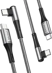 Silkland 240W USB C to USB C Cable(1M, 2Pack), Right Angle USB C Fast Charging Cable, Braided Type C Charger Cord for PD3.1, 100W, 60W, Compatible with iPhone 16/15,MacBook, Pixel, Samsung