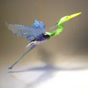 Glass Heron in Flight Hanging Figurine Ornament