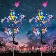 BlueFire Solar Lights Outdoor Garden Decor, Waterproof Solar Butterfly Lights, Patio Lights Solar Powered Outdoor Lights for Pathway Yard Walkway Patio Lawns Wedding Party(2 Pack)