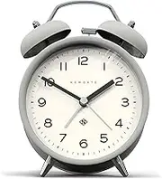 NEWGATE ® Charlie Bell Echo Alarm - Small Contemporary Bedside Alarm Clock - Bedroom Accessories - Alarm Clocks - Desk Accessories - Bedside Clock - Arabic Numerals - Grey Case