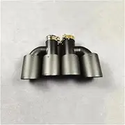 2 Pieces Exhaust Carbon Double Tips Muffler Tip H Shape Full Matte Black Exhausts Tips Car Styling(In 67MM Out 114MM)