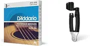 EJ16-3D Phosphor Bronze Acoustic Guitar Strings, Light, 3 Sets & D'Addario Pro-Winder String Winder and Cutter