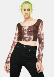 [Pretty Garbage] Mesh Panel Crop Top