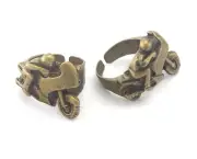 Motorcycles Ring Adjustable Antique Bronze Plated Brass 7US size 3223