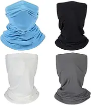 [iDopick] 4 Pieces Summer Face Cover Scarf Mens Women Cooling Neck Gaiter Bandana Face Mask Sun UV Protection for Sport Cycling Running