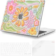 iCasso Compatible with MacBook Air 13 inch Case 2025 2024-2022 M4 A3240 M3 A3113 M2 A2681, Garden Flowers Plastic Hard Shell Case+Keyboard Cover for MacBook Air 13.6 inch