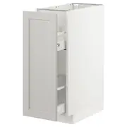 METOD base cabinet/pull-out int fittings, white/Lerhyttan light grey, 30x60x80 cm