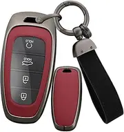 ontto 3/4/5/6/7/8 buttons Alloy Leather Key Fob Cover Fit for Hyundai Tucson NX4 Santa Fe Ioniq 5 Nexo 2022 2021 Smart Key Shell case keyring Key holder bag keychain accessories