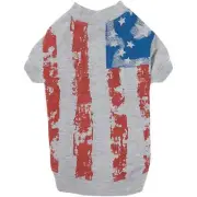 Zack & Zoey America's Pup Flag-Print Tee Shirt for Dogs, 8" XX-Small, Gray