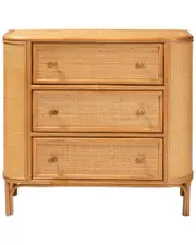 Baxton Studio Radenza Bohemian Rattan 3-Drawer Storage Cabinet