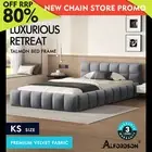 ALFORDSON Bed Frame King Single Tufted Headboard Foundation Grey Velvet TALMON