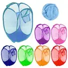 Small Pop Up Foldable Laundry Basket Mesh Hamper Washing Clothes Bag Storage Bin