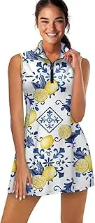 [Yewattles] Womens Sleeveless Golf Tennis Dresses with Inner Shorts＆Pockets for Workout Exercise Sports