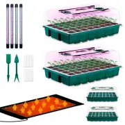 Seed Starter 4 Pack 160-Cell Tray with Grow Lights and Heat Mat,Seed Growing ...