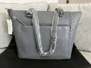 Vera Bradley Gallatin Storm Cloud Gray Carryall Leather Small Tote Bag